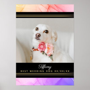 Beste huwelijks-honden-foto-sjabloon Roze Paars ge Poster