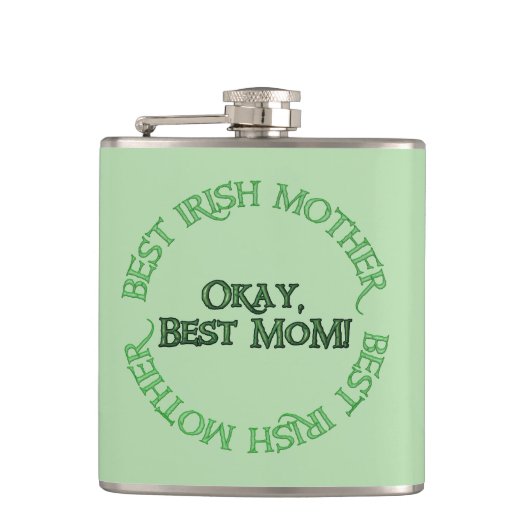 Beste Ierse moeder groene verpakte fles Heupfles (Voorkant)