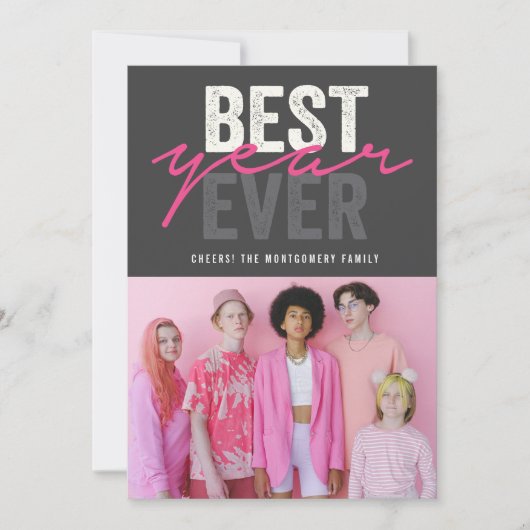 Beste jaar ooit handschrift script moderne foto feestdagenkaart (Voorkant)