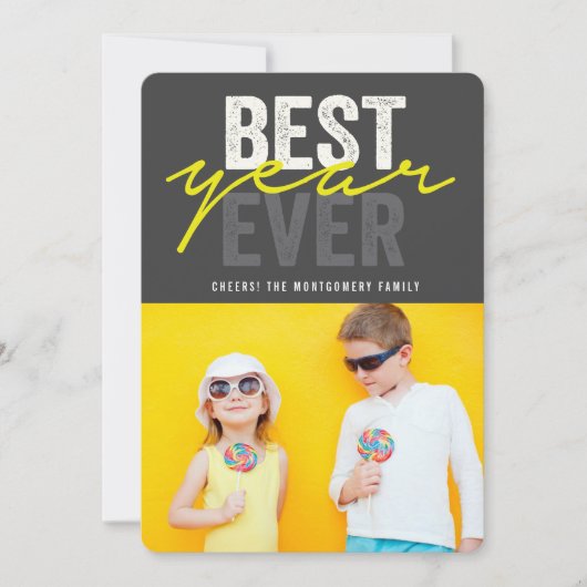 Beste jaar ooit handschrift script moderne foto feestdagenkaart (Voorkant)