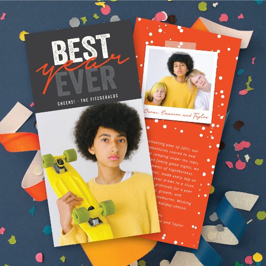 Beste jaar ooit handschrift script moderne foto feestdagenkaart