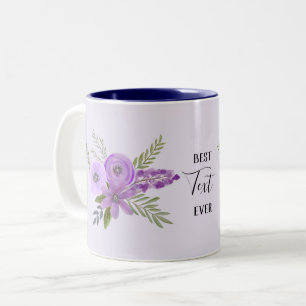 Beste Jouw tekst ooit - Floral Violet Lavender Tweekleurige Koffiemok