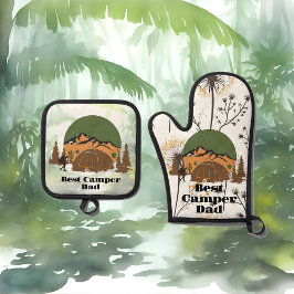 Beste kampeer vader bos houten tent Vaderdag Ovenwant & Pannenlap Set