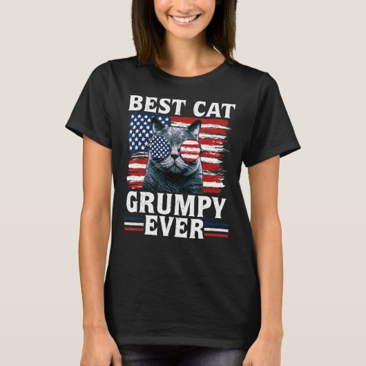 Beste Kat Grumpy Ooit Amerikaanse Vlag Patriottisc T-shirt (Voorkant)