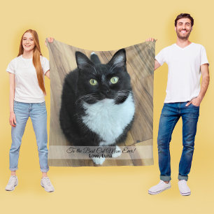 Beste kat mam ooit aangepaste foto en tekst fleece deken