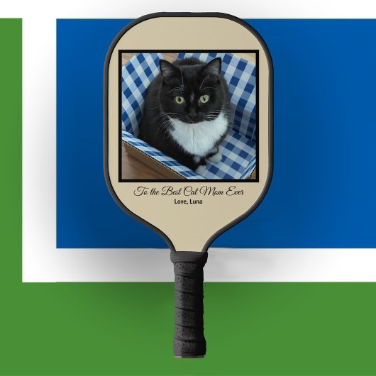 Beste kat mam ooit aangepaste foto en tekst pickleball paddle