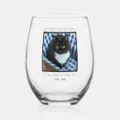Beste kat mam ooit aangepaste foto en tekst wijnglas zonder voet (Achterkant)