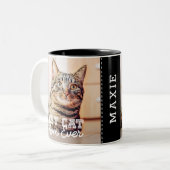 Beste kat mam ooit moderne aangepaste foto- en kat tweekleurige koffiemok (Voorkant links)