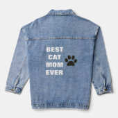 Beste kat mam ooit Moederdag paw afdrukken Denim Jacket (Achterkant)