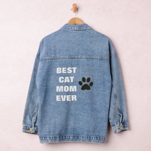 Beste kat mam ooit Moederdag paw afdrukken Denim Jacket (Hangar)