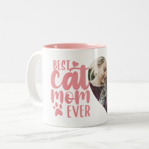 Beste kat mam ooit Schattige foto naam roze Tweekleurige Koffiemok