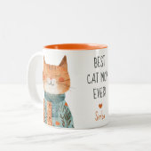 Beste Kat Mam Schattigee Moederdag Naam Tweekleurige Koffiemok (Voorkant links)
