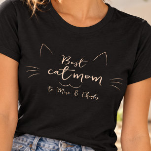 Beste Kat Moeder Aangepaste Namen Schattig Leuk T-shirt