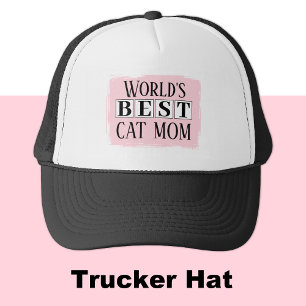 Beste kat moeder zwart roze trucker pet