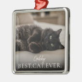 Beste kat ooit Jouw huisdierennaam en foto Metalen Ornament (Links)
