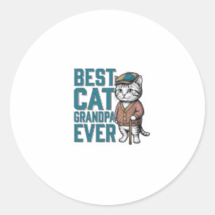 Beste kat opa ooit vintage kat opa shirt De Ronde Sticker