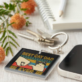 beste kat pap ooit grappige kat papa Mannen Sleutelhanger (Voorkant Rechts)