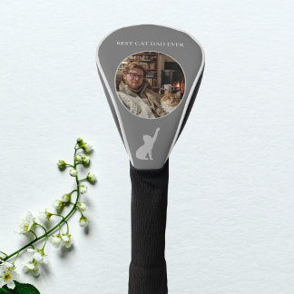 Beste kat papa ooit aangepaste foto - donkergrijs golfheadcover