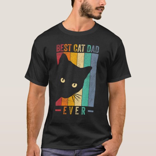 Beste kat papa ooit retro  kat papa vaders t-shirt (Voorkant)