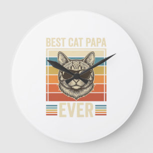 Beste Kat Papa Ooit Vintage Kat Shirt Ontwerp_1 Grote Klok