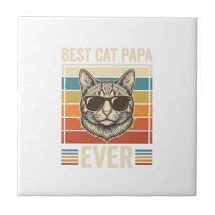 Beste Kat Papa Ooit Vintage Kat Shirt Ontwerp_1 Tegeltje