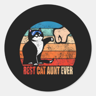 Beste kat tante ooit met grappige vuist bump ronde sticker