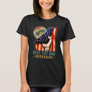 Beste kat vader ooit vaderdag Patriottische Amerik T-shirt