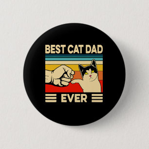 Beste kat vader op T-Shirt Funny Cat Father Vin Ronde Button 5,7 Cm
