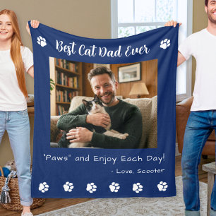 Beste Kat Vader Pootjes Blauwe Huisdier Foto Fleece Deken