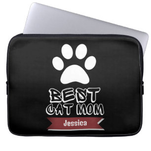 beste kattemoeder, mama personaliseer de naam laptop sleeve