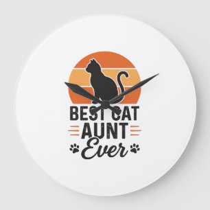 Beste katten tante ooit vintage zonsondergang kat  grote klok