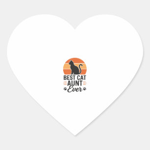 Beste katten tante ooit vintage zonsondergang kat hart sticker