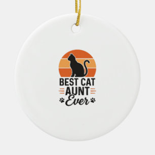 Beste katten tante ooit vintage zonsondergang kat  keramisch ornament