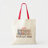 Beste kattenmoeder grappige patchwork persoonlijke tote bag (Voorkant)