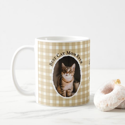 Beste kattenmoeder ooit Aangepaste grappige leuke Koffiemok (Met donut)