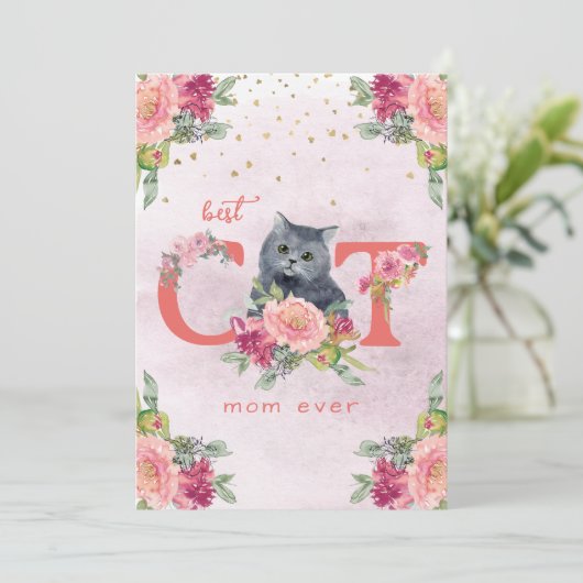 Beste kattenmoeder ooit Kittens Illustratie Moeder Feestdagenkaart (Staand voorkant)