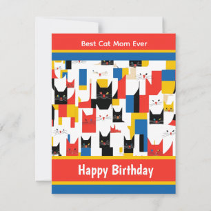 Beste Kattenmoeder Ooit Kleurrijke Katten Verjaard Feestdagenkaart