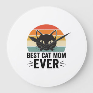 Beste Kattenmoeder Ooit Retro Kattengezicht Vintag Grote Klok