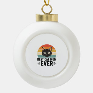 Beste kattenmoeder ooit Retro kattengezicht vintag Keramische Bal Ornament