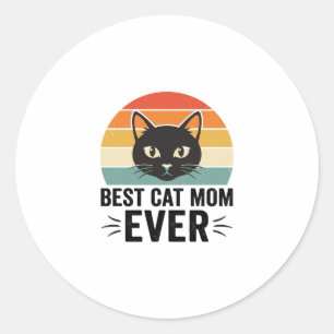 Beste Kattenmoeder Ooit Retro Kattengezicht Vintag Ronde Sticker