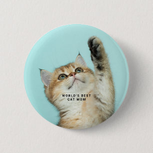 Beste Kattenmoeder ter Wereld Aangepaste Foto Ronde Button 5,7 Cm