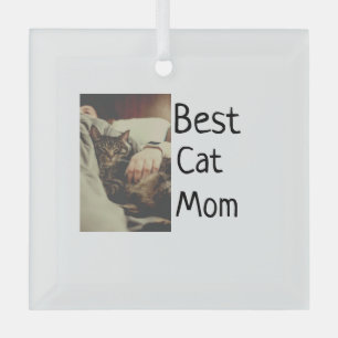Beste kattenmoeder vader voeg kattenfoto naam cade glas ornament