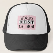 Beste kattenmoeder zwart roze trucker pet (Voorkant)