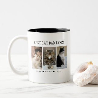 Beste kattenvader ooit Aangepaste drie foto's Tweekleurige Koffiemok