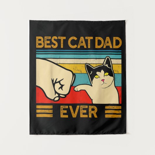Beste kattenvader ooit | Grappig cadeau voor vader Wandkleed (Voorkant)