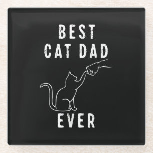 Beste kattenvader ooit Kattenpapa Poot Vuist Opbum Glazen Onderzetter