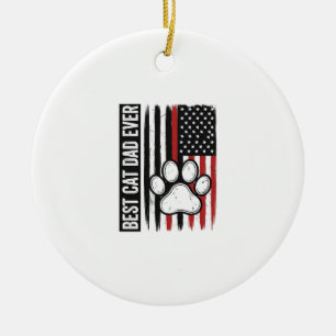 Beste kattenvader ooit Patriotisch poot vlagontwer Keramisch Ornament