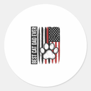 Beste kattenvader ooit Patriotisch poot vlagontwer Ronde Sticker