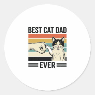 Beste kattenvader ooit retro katten vuist shirt_1 ronde sticker