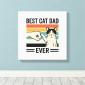Beste kattenvader ooit Retro katten vuistbump shir Canvas Afdruk (Insitu (Houten vloer))